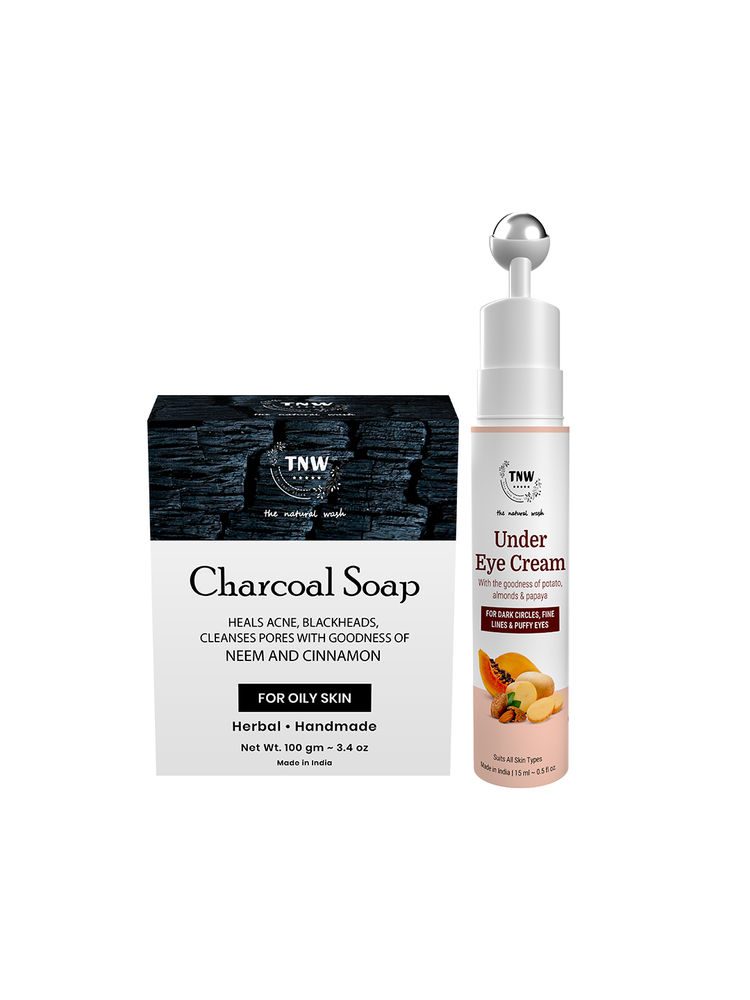 TNW The Natural Wash Handmade Charcoal Soap For Blackheads & Acne and Under Eye Cream For Dark Circle