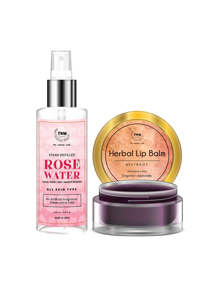 TNW The Natural Wash Rose Water Toner & Makeup Remover With Beetroot Lip Balm