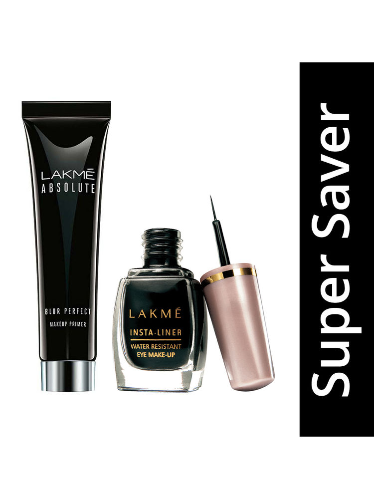 Lakme Absolute Blur Perfect Makeup Primer + Insta Liner Eye Liner - Black