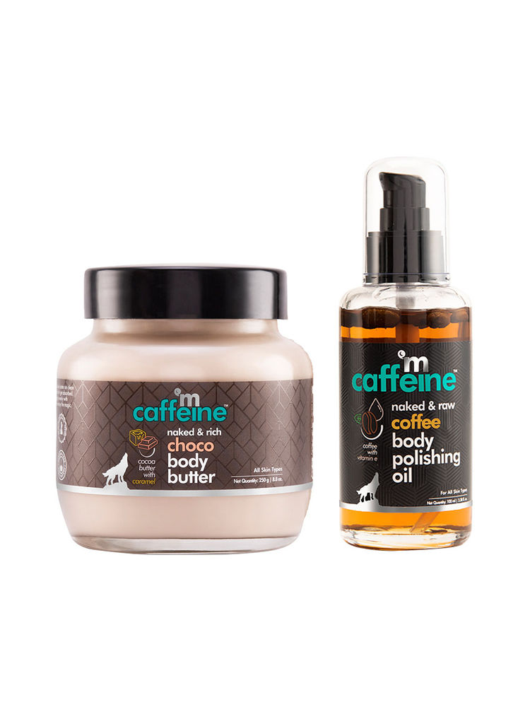 MCaffeine Pre & Post Shower Moisturization Routine - Coffee Body Massage Oil & Choco Body Butter