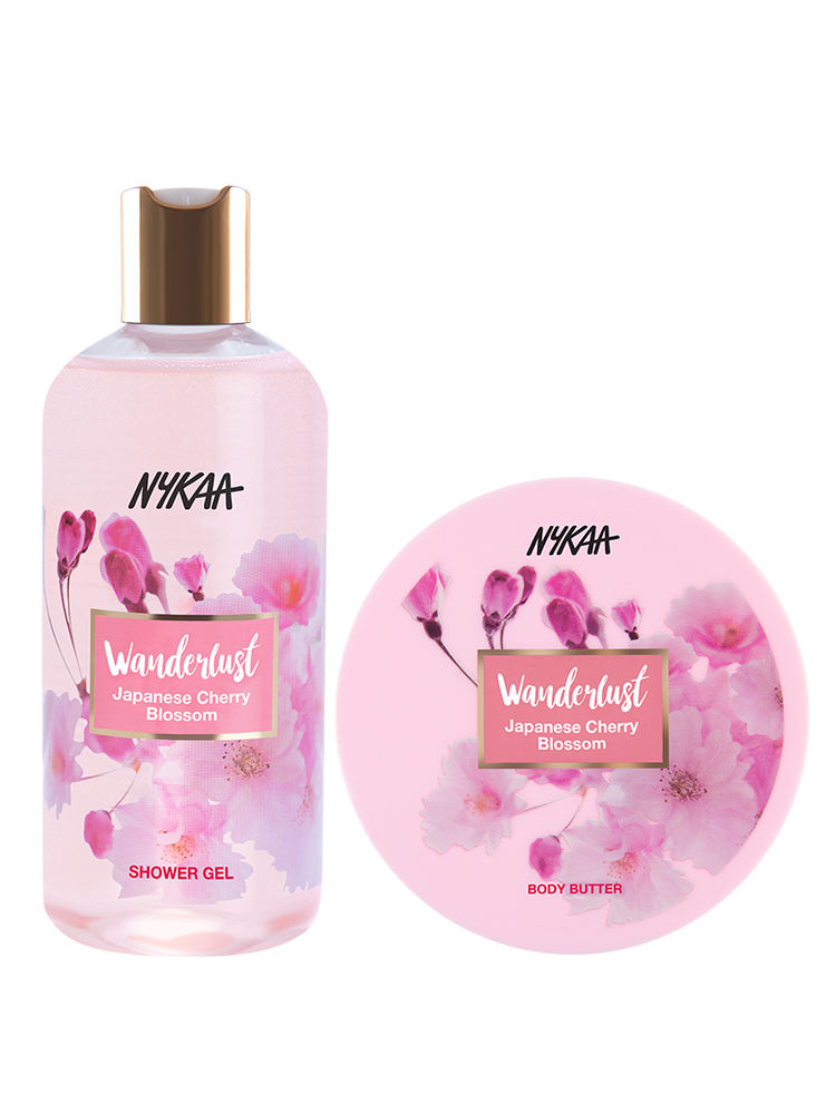 Wanderlust Japanese Cherry Blossom Shower Gel + Body Butter Moisture Veil Combo