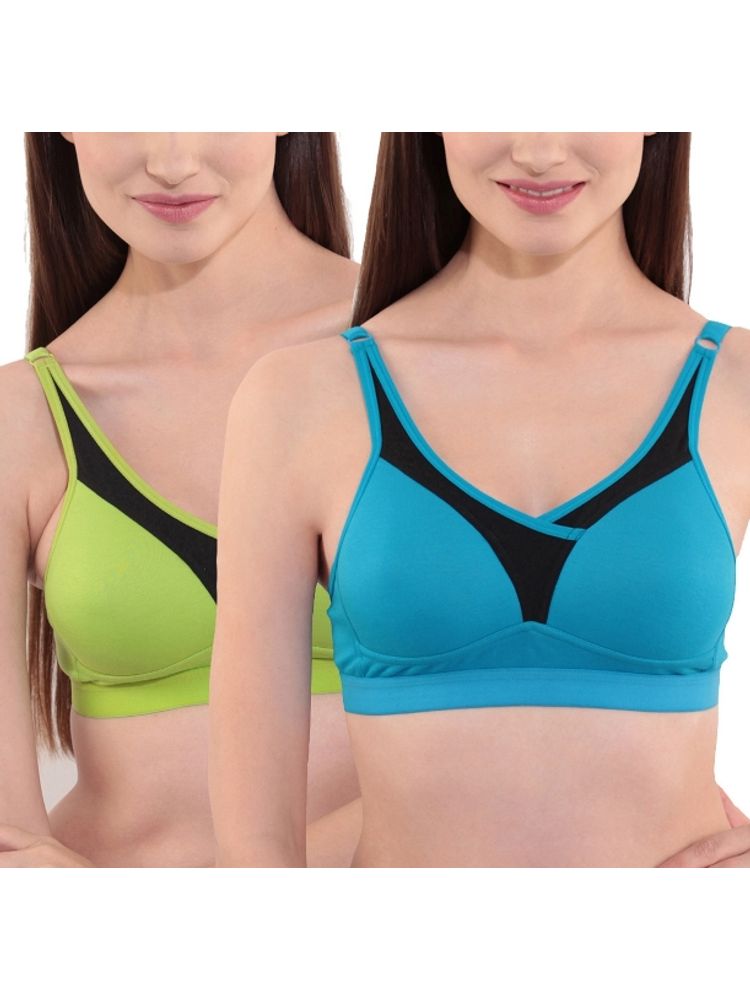Floret Pack of 2 Full-Coverage Sports Bras T 3001 - Multi-Color-picture-1