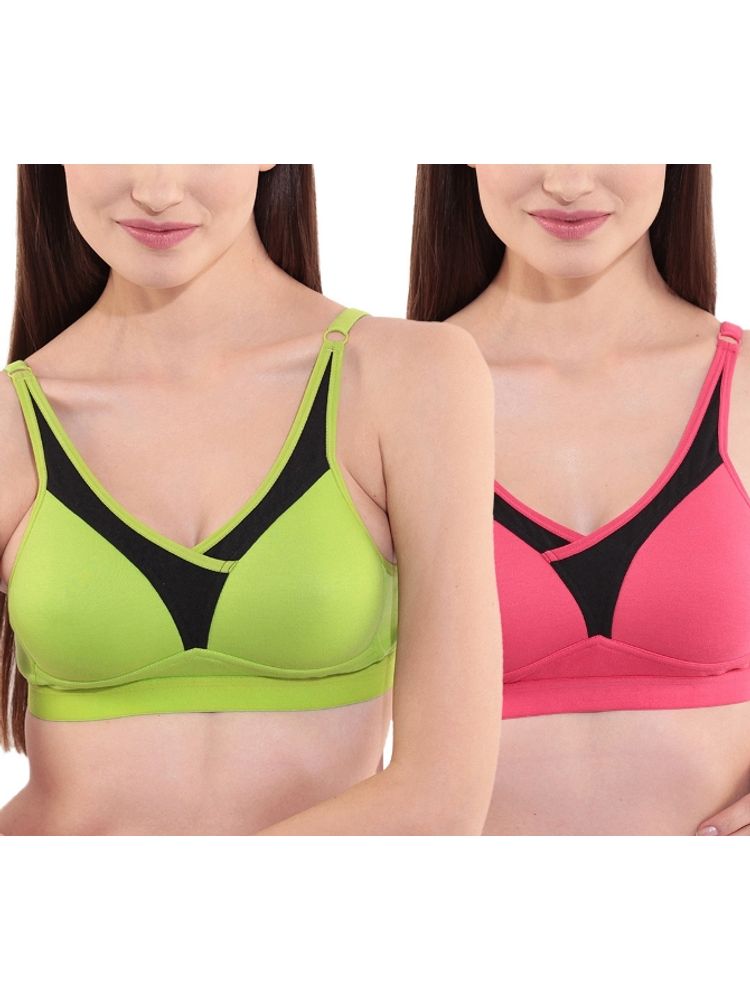 Floret Pack of 2 Full-Coverage Sports Bras T 3001 - Multi-Color-picture-11