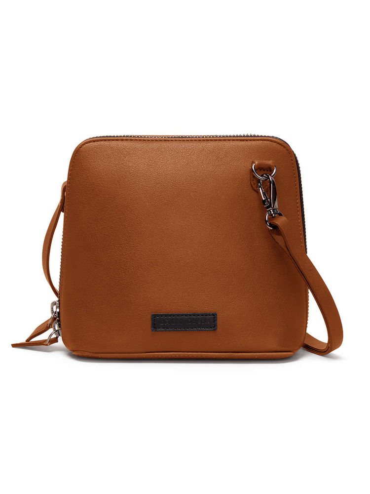 DailyObjects Tan Faux Leather - Trapeze Crossbody Bag