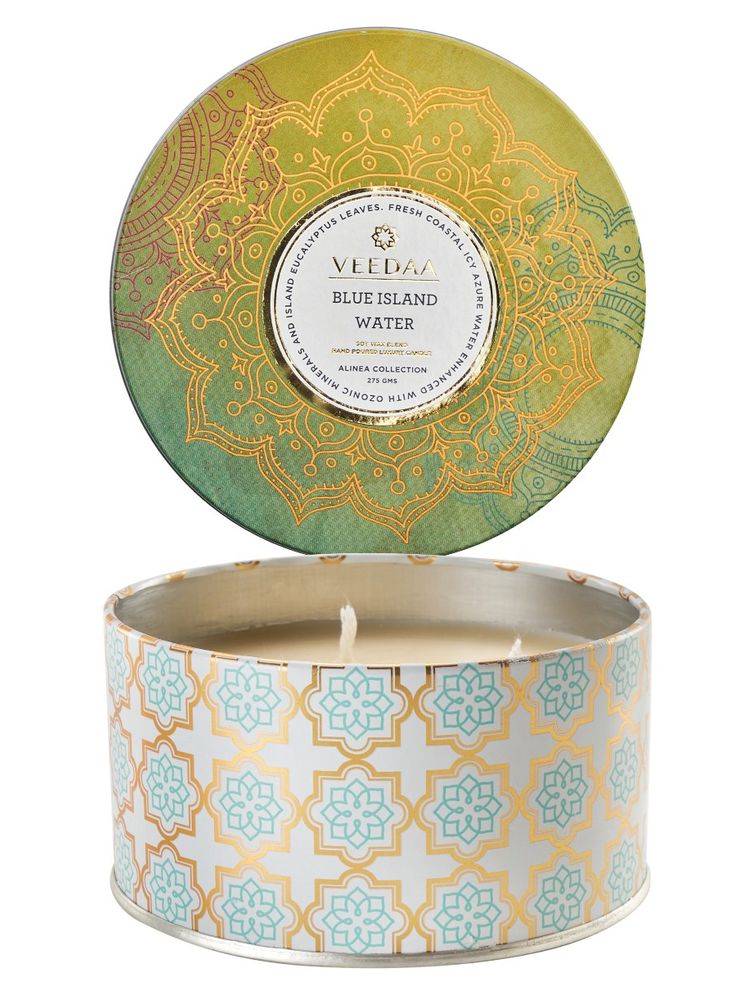Veedaa Blue Island Water 3 Wick Tin Scented Candle