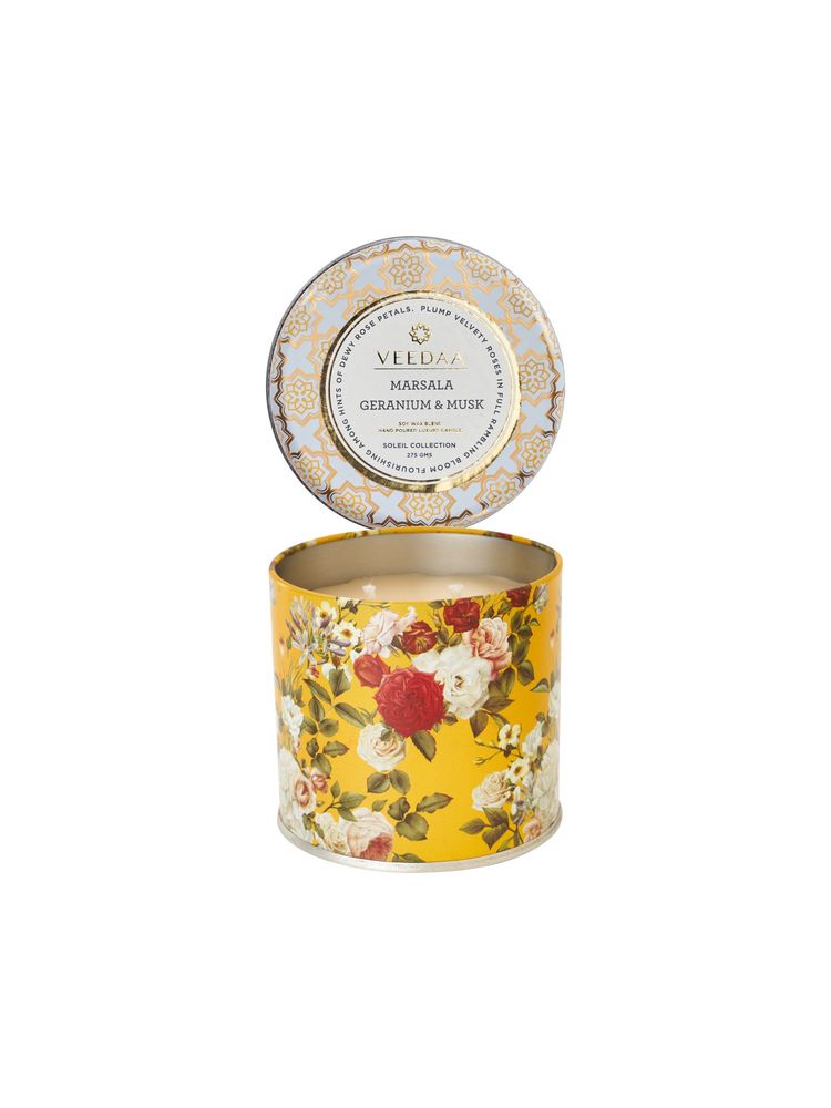 Veedaa Marsala Geranium And Musk Mason Tin Scented Candle-picture-11
