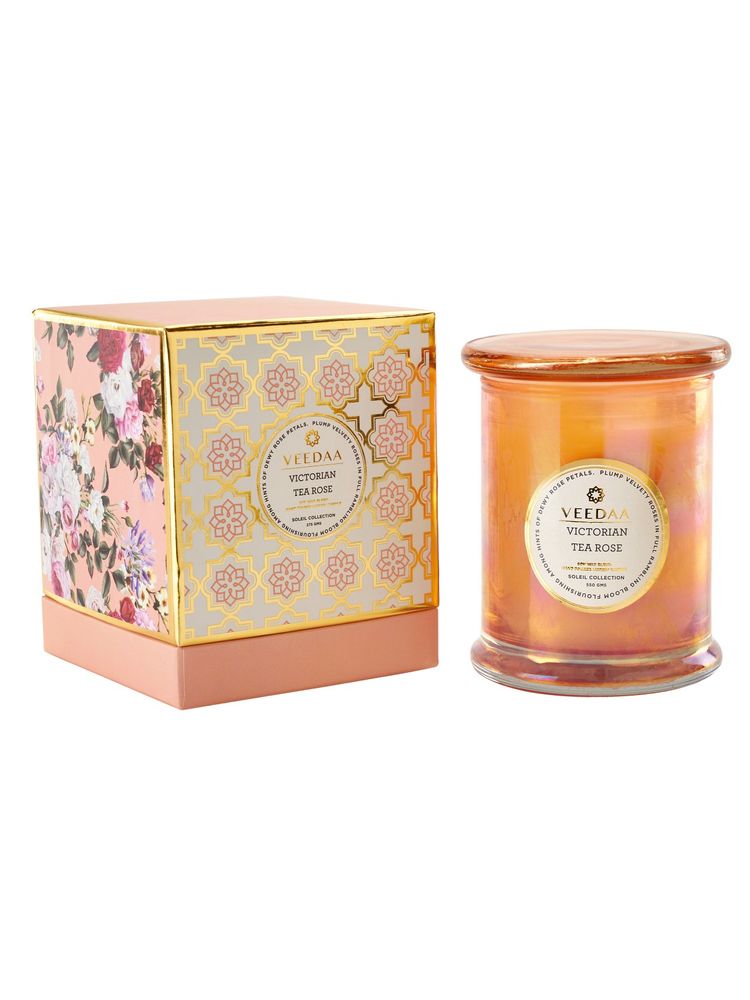 Veedaa Victorian Tea Rose Danube Glass Scented Candle-image-22