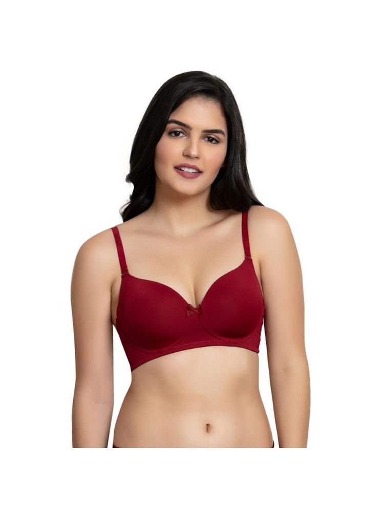 Zivame Padded Wired T-Shirt Bra - Maroon-picture-20