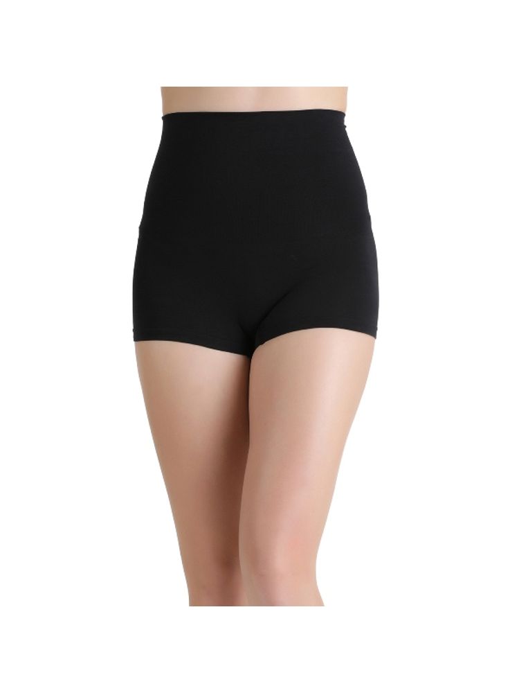 Zivame Everyday Shaping Cotton Midwaist Seamless Boyshort Panty - Black (2XL)