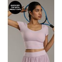 Kica Criss-Cross Back Active Top with Built-In Bra for Pickleball & Tennis KIC017 Pink-picture-19