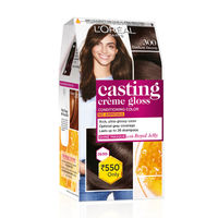 L'Oreal Paris Casting Creme Gloss Hair Color - 300 Darkest Brown (Save Rs.80)