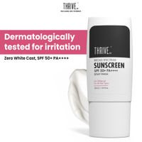 Thriveco Broad Spectrum Sunscreen For All Skin Types, SPF 50+ PA ++++, No Whitecast, Dewy Finish