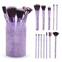 Beautiliss Glitter Dust Makeup Brush Set With Shimmer Storage Case - 12 Pcs