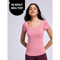 Nykd By Nykaa Inbuilt Bra Top in Cotton Stretch Rib NYAT507 Pink