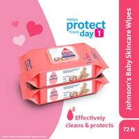 Johnsons Baby Skincare Wipes 72N Pack of 2 Super Saver Pack