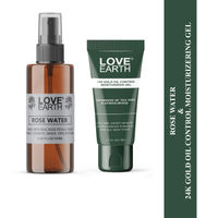 Love Earth Rose Water Gulab Jal Toner + 24k Gold Oil Moisturizing Gel