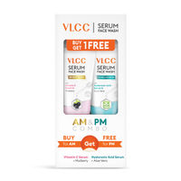 VLCC Vitamin C & Mulberry Serum for AM & Aloe Vera Serum for PM Face Wash Combo
