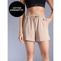 Kica Cotton Breathable Shorts with Pockets & Adjustable Waist for Travel & Everyday KIC413 Beige-picture-27