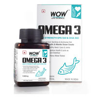 WOW Life Science Omega-3 1300Mg 60Capsules - EPA + DHA Enriched - 100% Natural