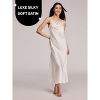 Nykd By Nykaa Luxe Satin Slip Dress With Lace-Accented Cowl Neck-Bridal Edit-NYS960 White-picture-16