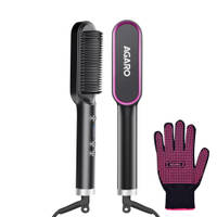 AGARO Hair Straightening Brush for Women, Fast Heating, Ionic Care, 5 Heat Settings, Black