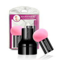 Majestique Mushroom Head Sponge With Handle Case, Powder Puff For Dual-Use Dry & Wet- Color May Vary