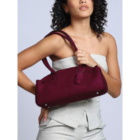 RSVP by Nykaa Fashion Maroon Faux Suede Shoulder Baguette Bag For Women-image-7