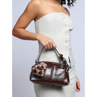 RSVP by Nykaa Fashion Dark Brown Chain Link Heart Charm Top Handle Sling Bag For Women