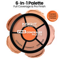 Insight Cosmetics Pro Concealer Palette, 3 In 1 Conceal,Contour & Correct, Long Lasting & Waterproof - Concealer
