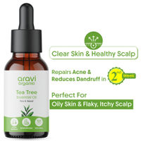 Aravi Organic 100% Pure Tea Tree Essential Oil - Skin, Hair, Acne Treatment & Dandruff Control