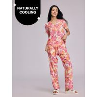 Nykd by NykaaBreezy Rayon Pyjama Coord Set With Flattering High Low Hem Top Nys933 Pink Floral-image-21