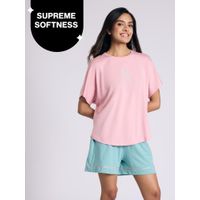 nykd by nykaa Buttery Soft Modal Cotton Shorts Coord Set With Round Neck Graphic Tee Nys940 Pink Club-picture-27