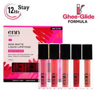 ENN Semi-Matte 12-Hrs Stay & Waterproof Liquid Lipstick Kit For Soft Lips - AM to PM - Set of 5