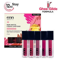 ENN Semi-Matte 12-Hrs Stay & Waterproof Liquid Lipstick Kit For Soft Lips- Pretty Pinks - Set of 5