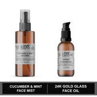 Love Earth Cucumber Mint Toner + 24k Gold Glass Face Oil