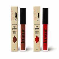 inatur Lip Gloss Combo - Wild Brown & Cheeky Red, Natural, Hydrating with Rosehip & Coconut Oil