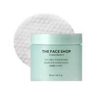 The Face Shop Tea Tree Korean Toner Pads with AHA, Salicylic Acid (BHA) & PHA for Acne & Oily Skin