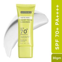 Hyphen Matte Max Velvet Touch Sunscreen SPF70+PA++++ Sweat & Water Resistant 12hr UV Protection
