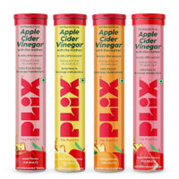 Plix Apple Cider Vinegar Effervescent Tablet with Vitamin B6 & B12, Pack of 4 - Variety Pack