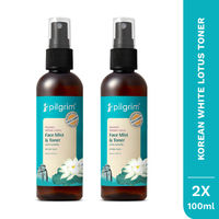 Pilgrim Korean White Lotus Face Mist & Toner- Refreshes Skin - Hydrates & Tightens Pores - Pack of 2