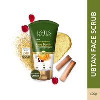 Lotus Botanicals Ubtan De-Tan Radiance Face Scrub ,Infused with 24K Gold For Gentle Exfoliation
