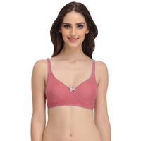 Clovia Cotton Rich Solid Non-Padded Demi Cup Wire Free T-shirt Bra - Light Pink