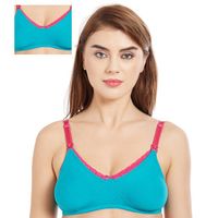 Inner Sense Organic Cotton Antimicrobial Laced Nursing Bra Pack of 2 - Blue-picture-10