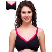 Inner Sense Organic Cotton Antimicrobial Laced Nursing Bra Pack of 2 - Black-picture-45