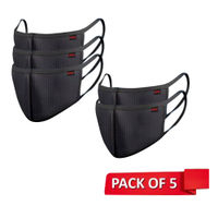 Nova NEXA Shield 1085 Premium Reusable Outdoor Protection Cloth Mask Free Size - Pack of 5 (Black)-picture-18