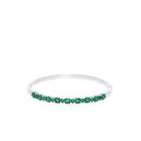 Jewels Galaxy Green Brass Rhodium-Plated Cuff Bracelet