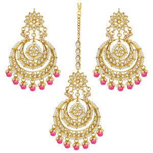 Peora Traditional Jewellery 18k Gold Plated Kundan Pearl Maang