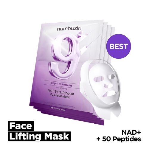 Numbuzin No.9+ Nad+ Bio Lifting-Sil Full Face Mask - Pack Of 4