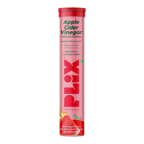 Plix Apple Cider Vinegar Effervescent Tablet with Vitamin B6 & B12 - Watermelon