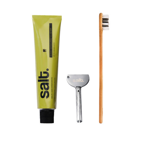 Salt. Oral Care Blanco Whitening Toothpaste + Squeezer Key + Eden Toothbrush
